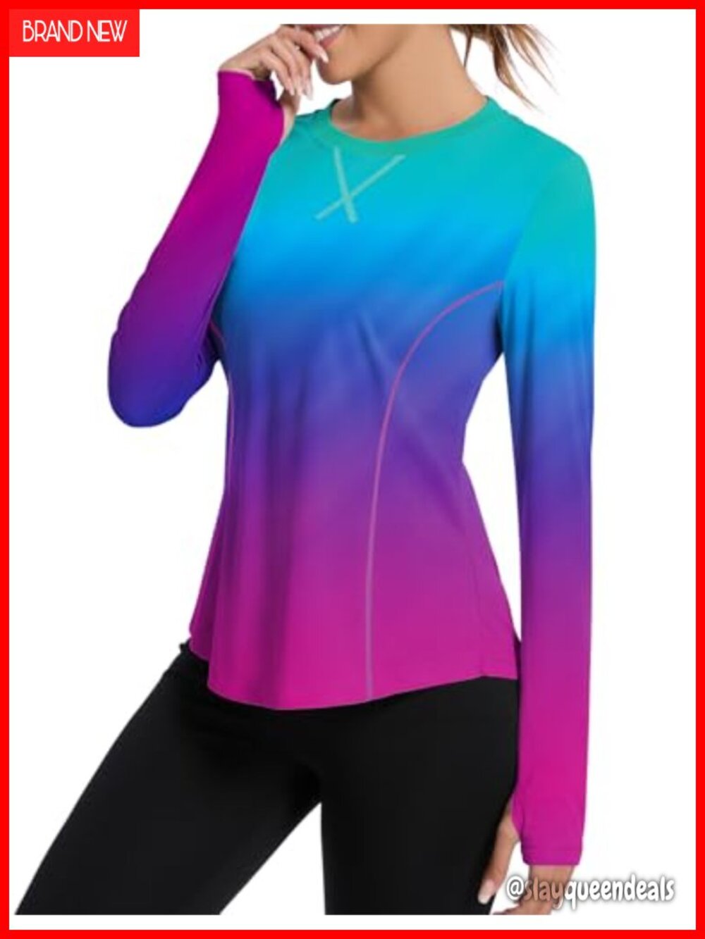 Women UPF 80+ UV Protection Long Sleeve Workout Top Thumb Holes